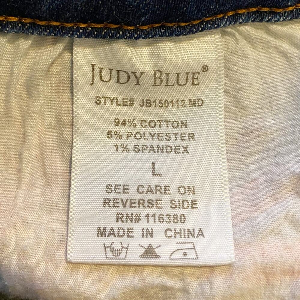 Judy Blue Medium Wash Distressed Jean Shorts with Sun Embroidery - Picture 11 of 13